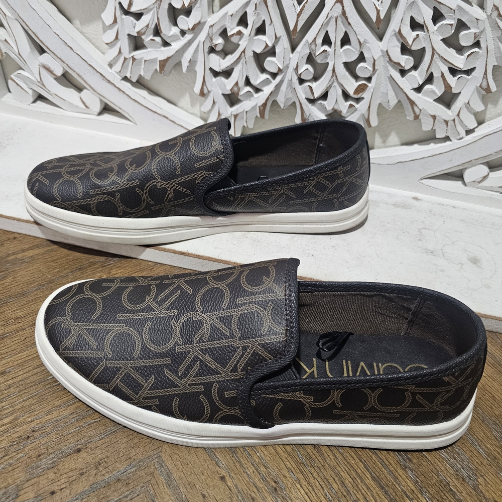 Calvin Kelin Brown Logo Slip-On Shoes Womens 8 - Picture 4 of 6